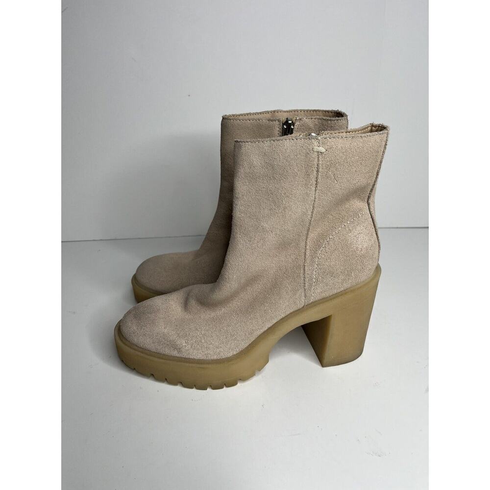 Dolce Vita Halina Booties Mushroom Suede Sz 6.5 Platform Chunky Chelsea - Picture 3 of 7